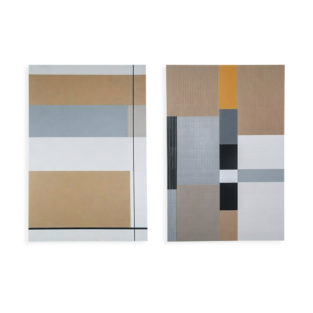 1377 (A+D) Gray + Tan Geometric A