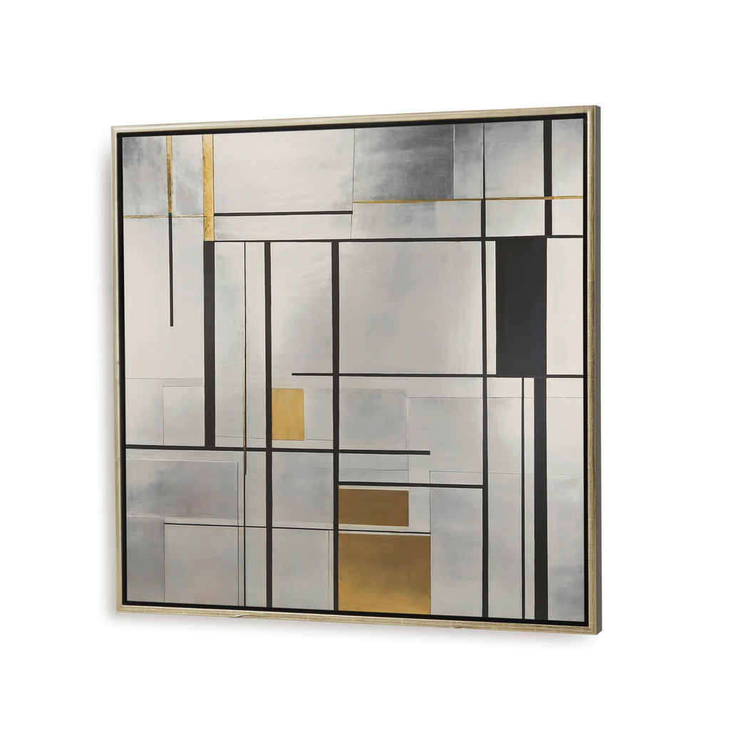 1401 (A+D) Silver Metallic Geometric