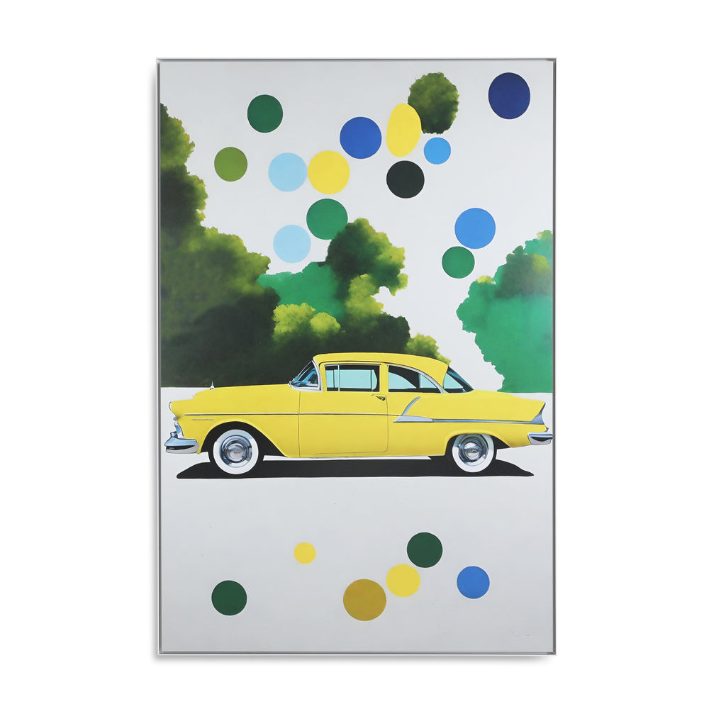 1417 (A+D) Collage Yellow Car Trees Dots