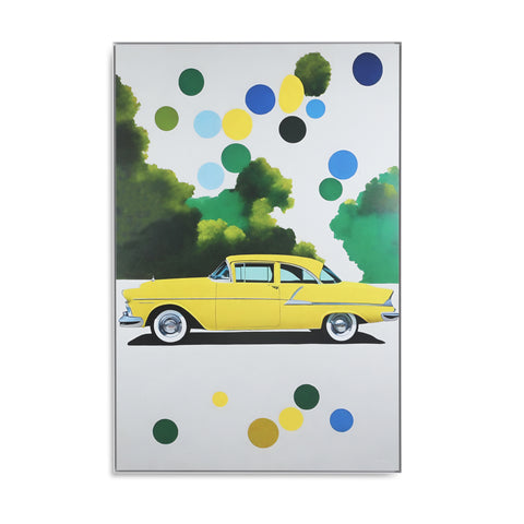 1417 (A+D) Collage Yellow Car Trees Dots