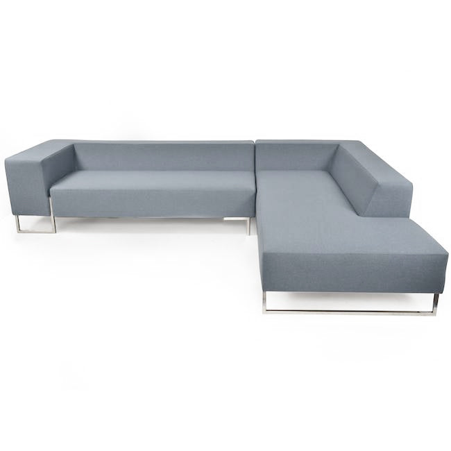 Modern Low Back Sectional - Light Blue / Grey