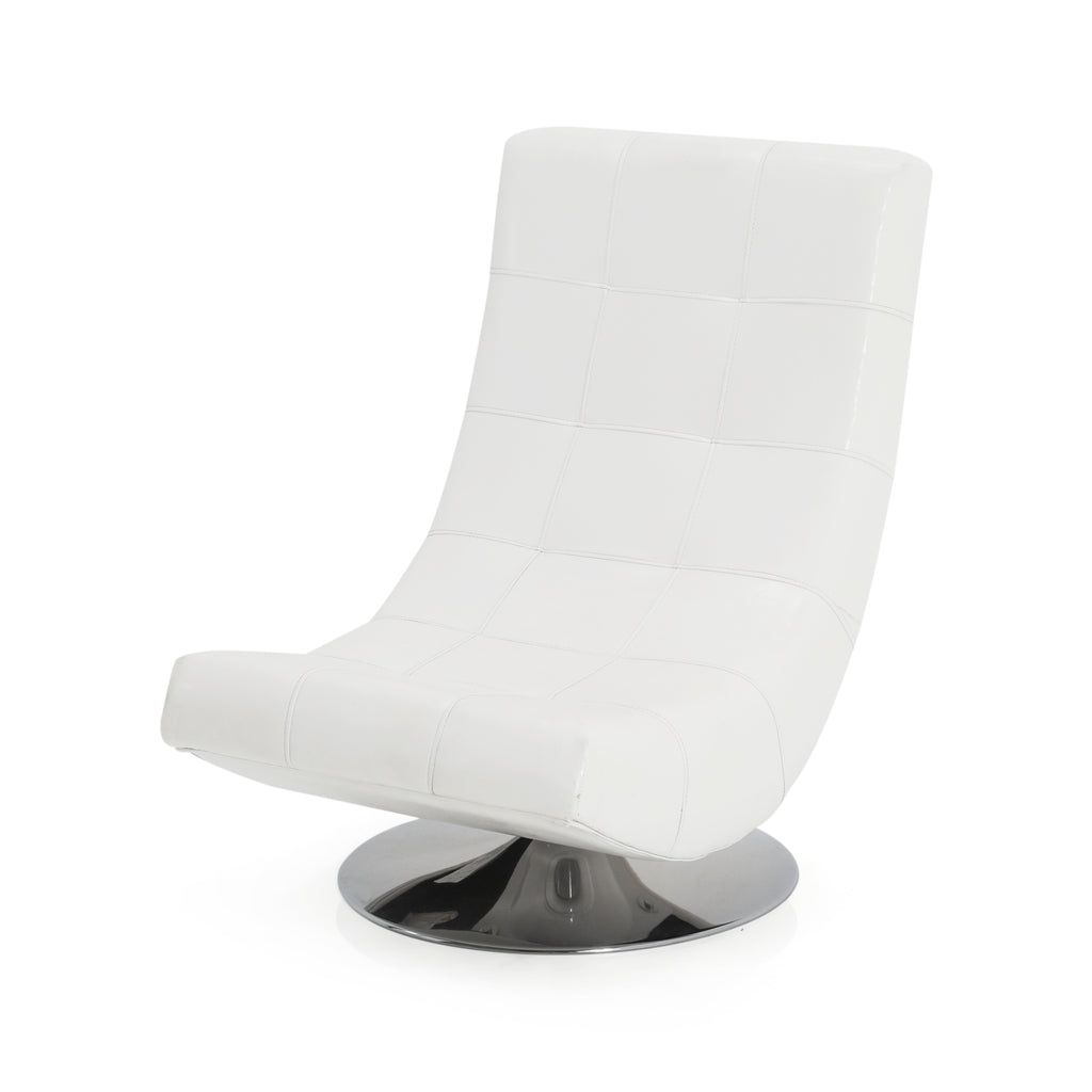 White Leather Swivel Scoop Chair