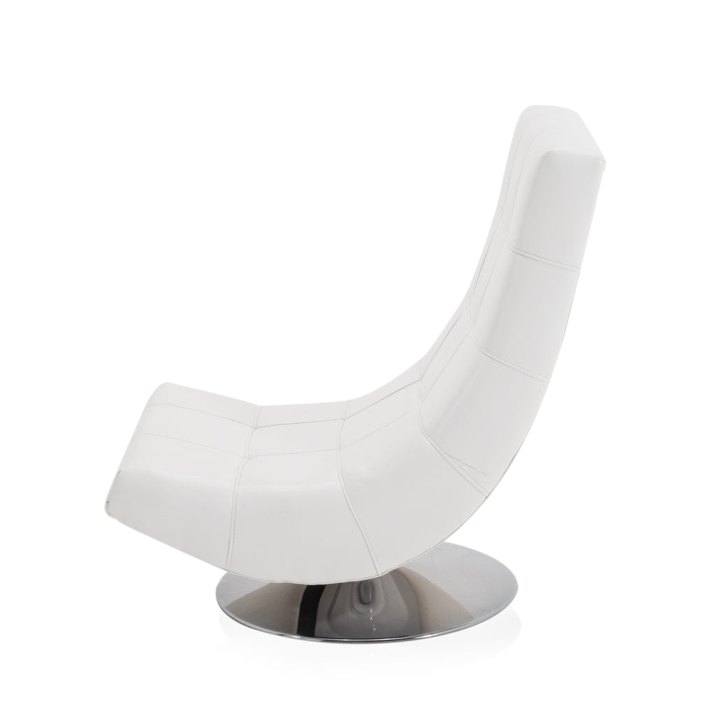 White Leather Swivel Scoop Chair