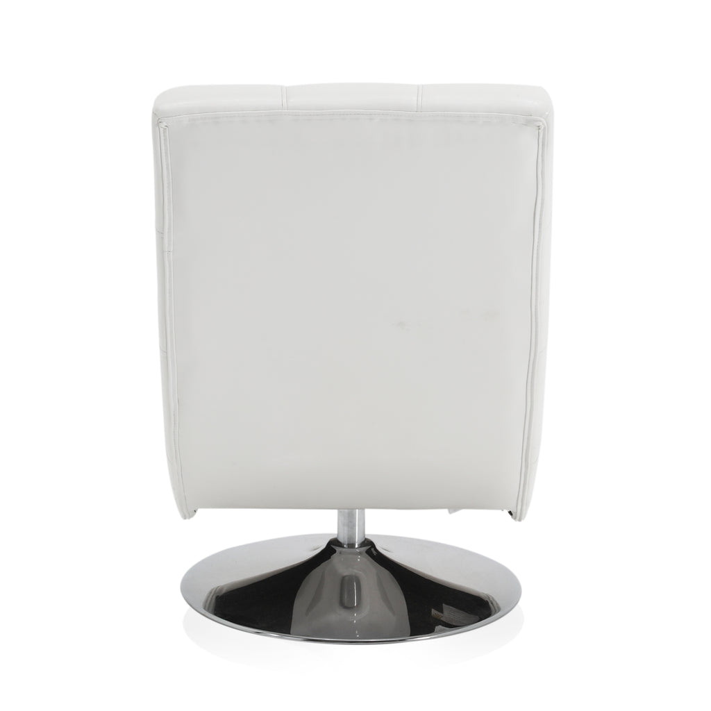 White Leather Swivel Scoop Chair