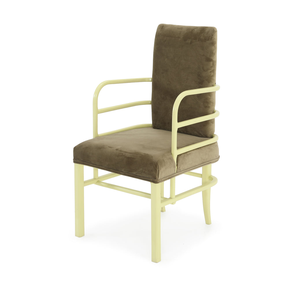 Green Velvet & Wood Deco Chair