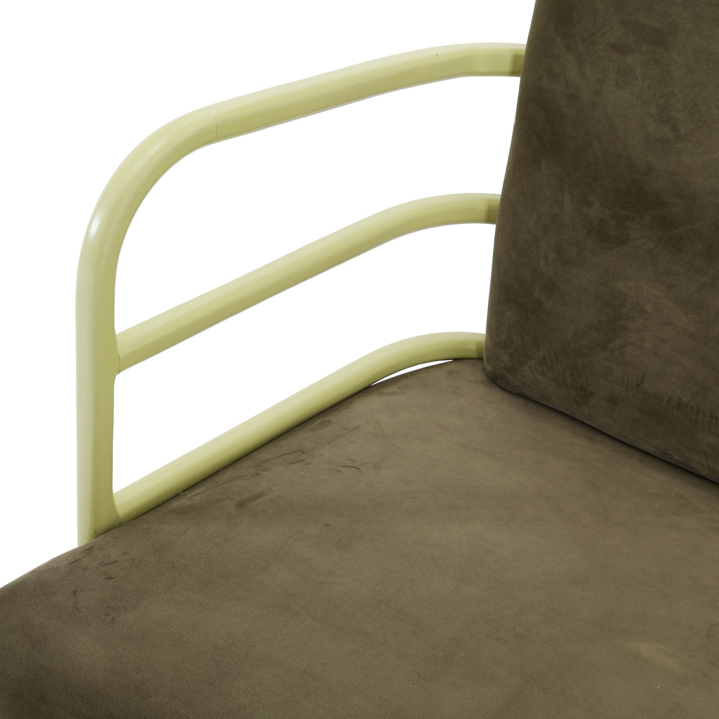 Green Velvet & Wood Deco Chair