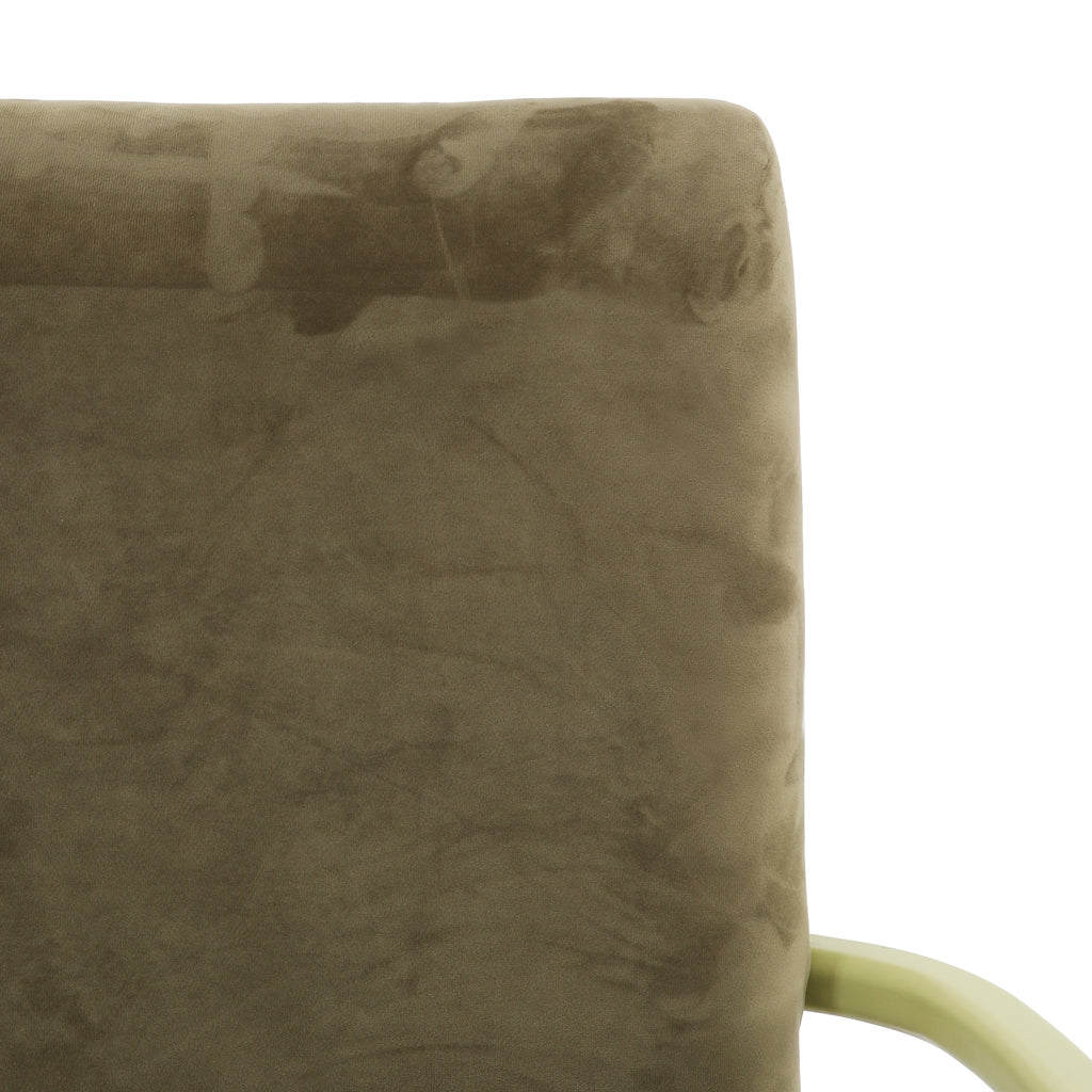 Green Velvet & Wood Deco Chair