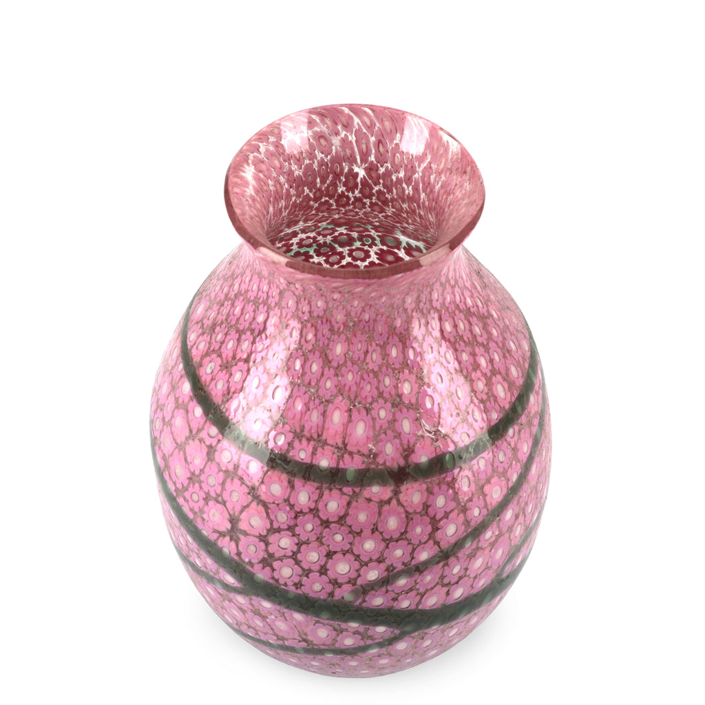 Pink Floral Glass Vase (A+D)