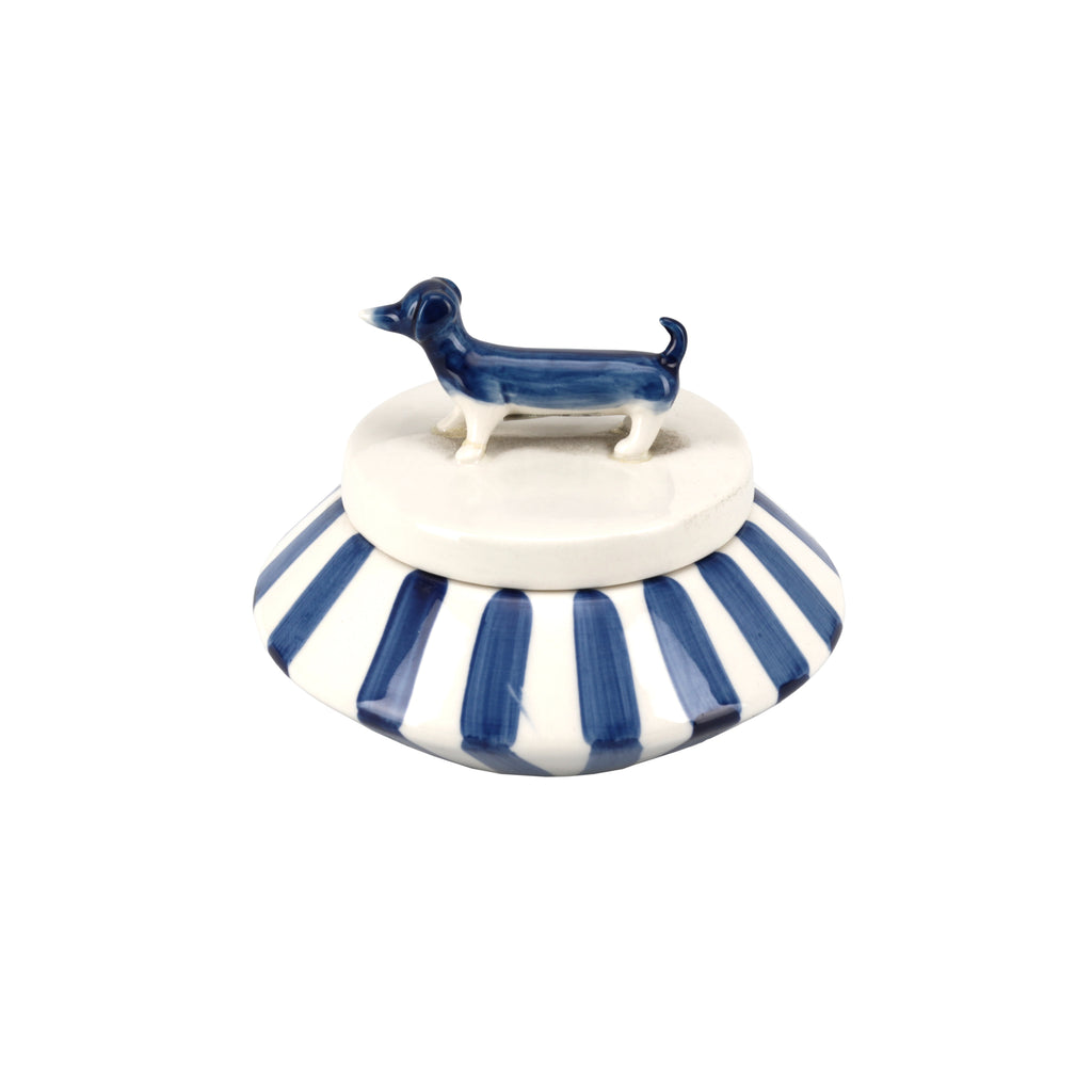 Blue & White Dog Ceramic Dish (A+D)