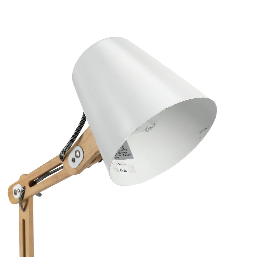 White & Wood Modern Desk Lamp