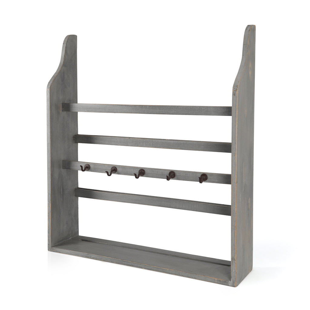 Distressed Grey / Silver Wall Rack