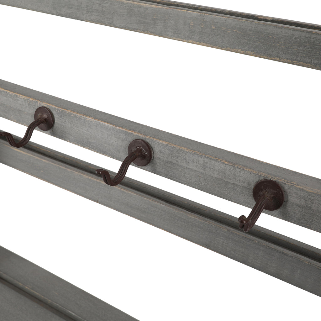Distressed Grey / Silver Wall Rack