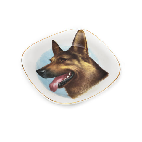 White Ceramic German Shepherd Dog Dish (A+D)