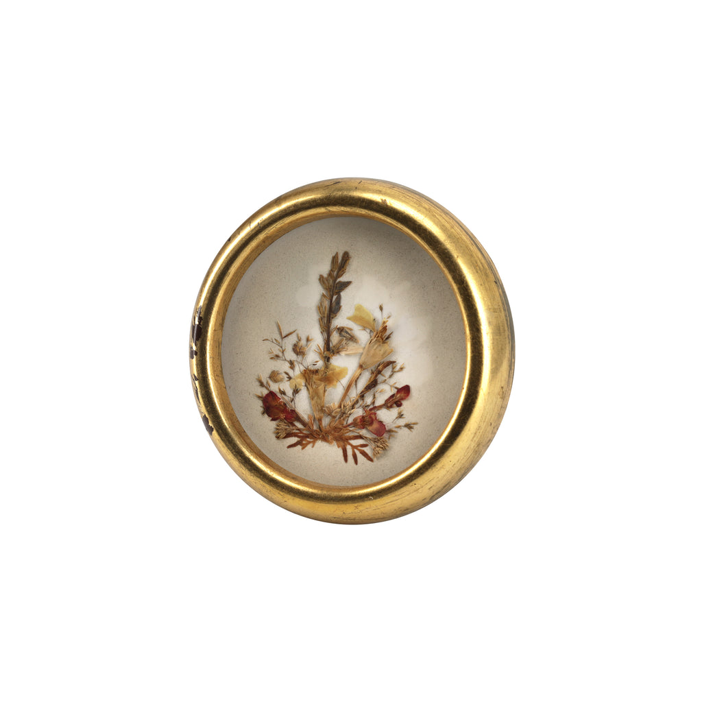 Small Round Floral Artwork in Gold Frame (A+D)