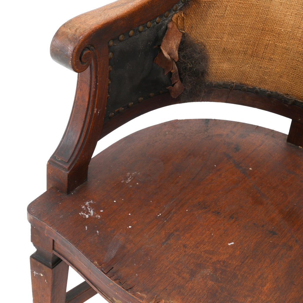 Rustic Wooden Chair with Exposed Burlap Back