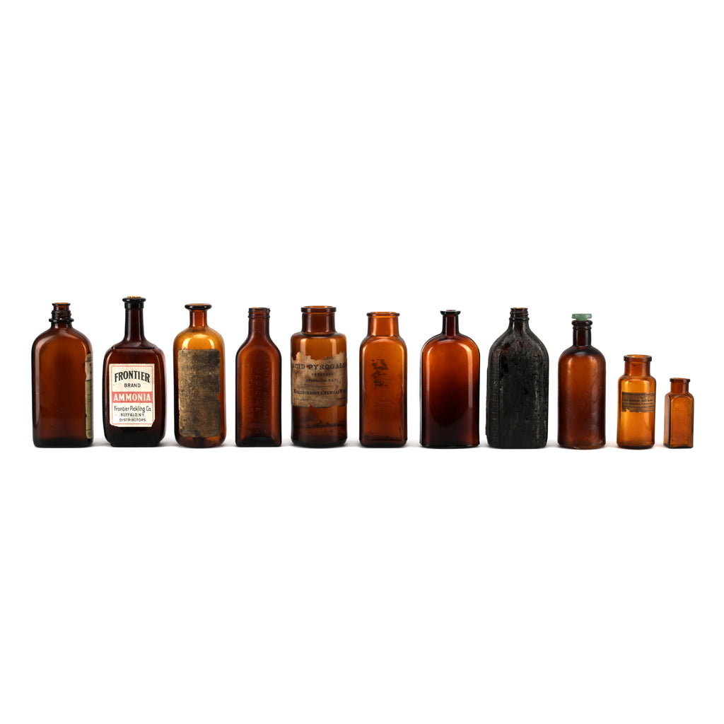 Small Brown Glass Medicine Bottle (A+D)