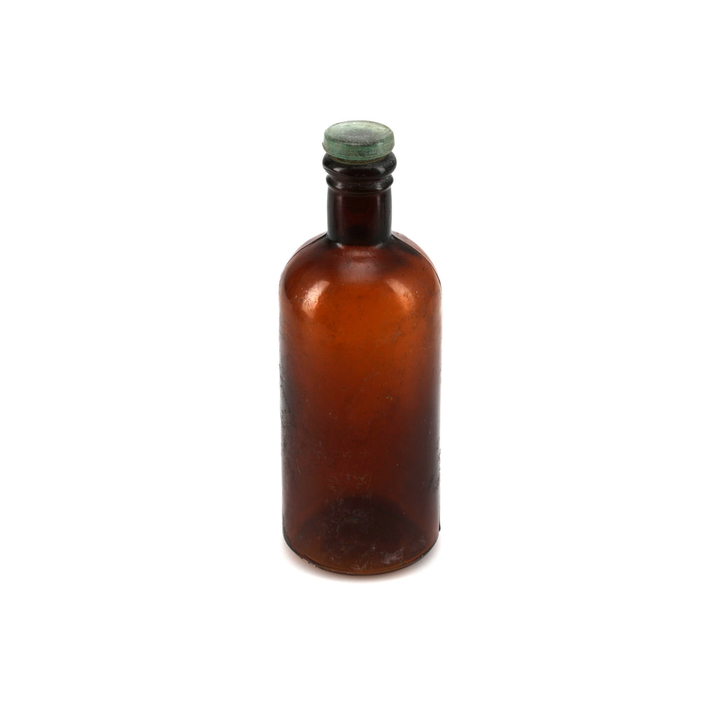 Brown Glass Bottle w/ Green Stopper (A+D)