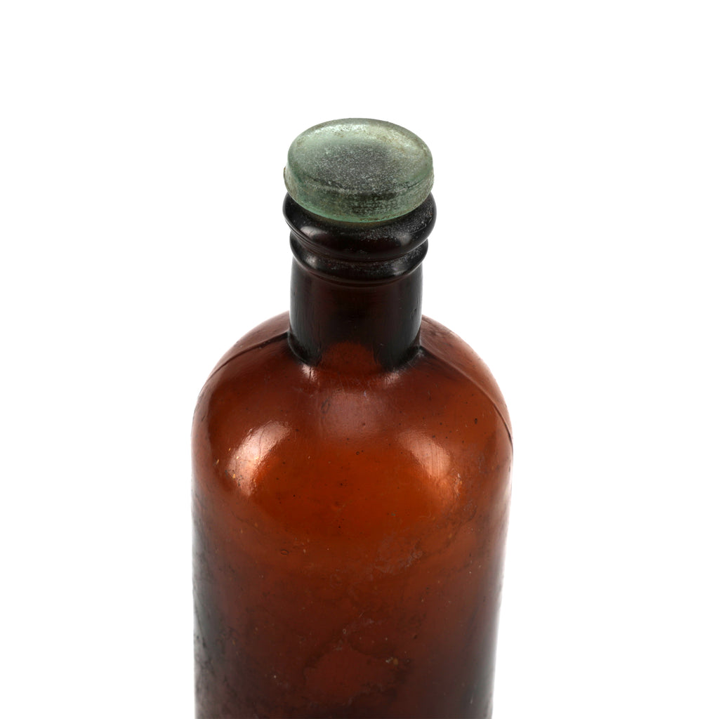 Brown Glass Bottle w/ Green Stopper (A+D)