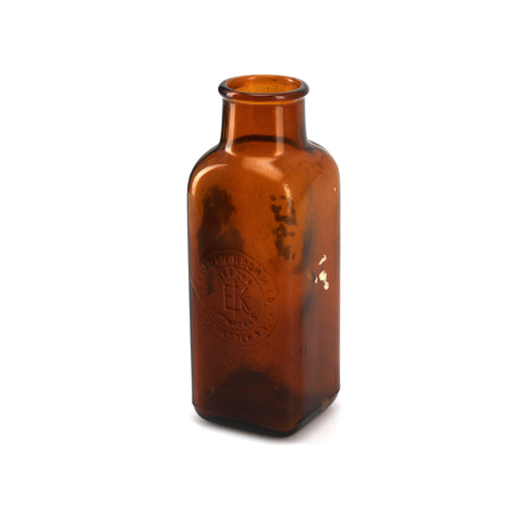 Small Brown Glass Medicine Bottle (A+D)