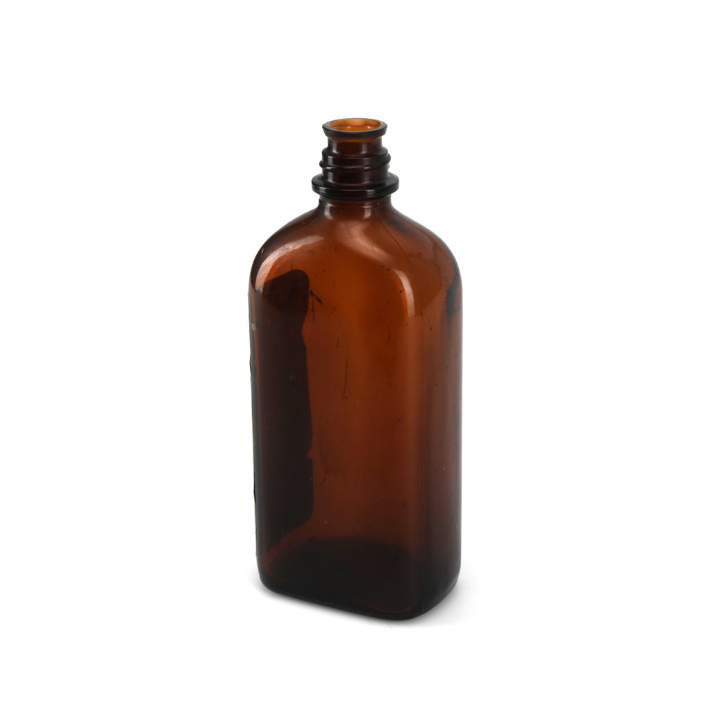 Brown Glass Medicine Bottle w/ Green Label (A+D)