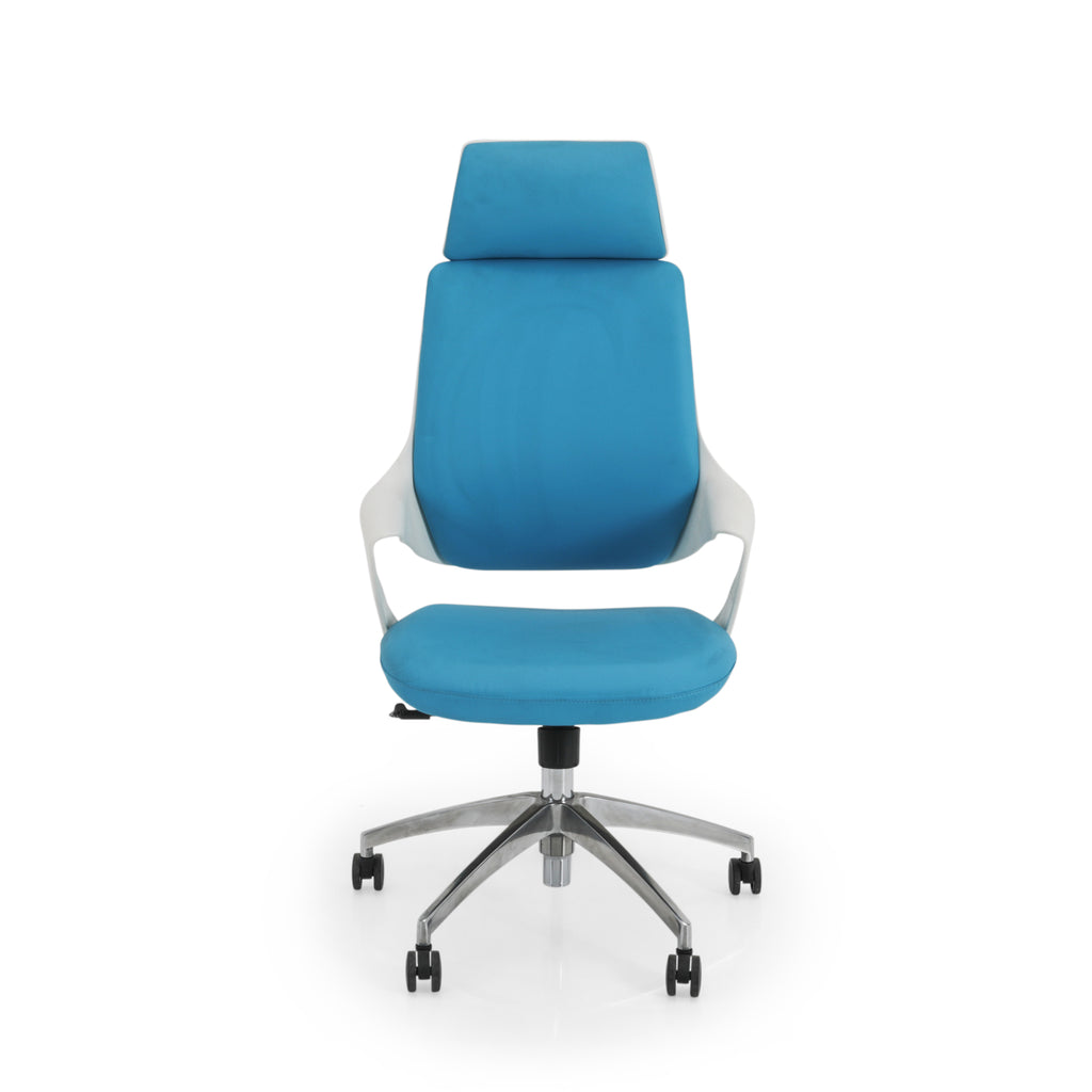 Blue and White Highback Futuristic Office Chair