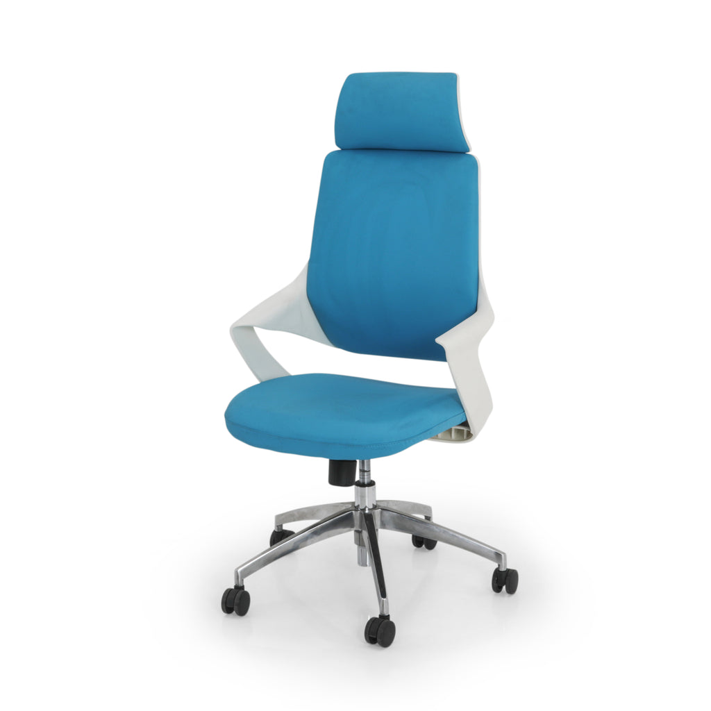 Blue and White Highback Futuristic Office Chair