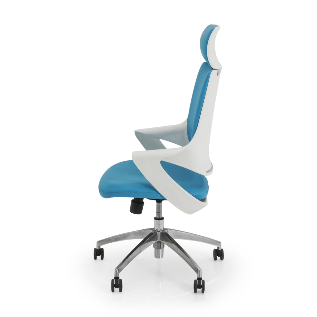 Blue and White Highback Futuristic Office Chair