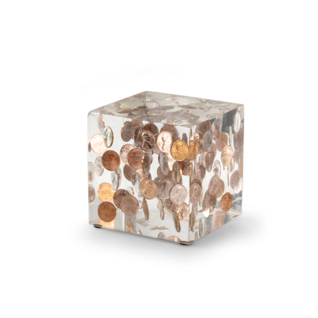 Large Penny Cube Paperweight (A+D)