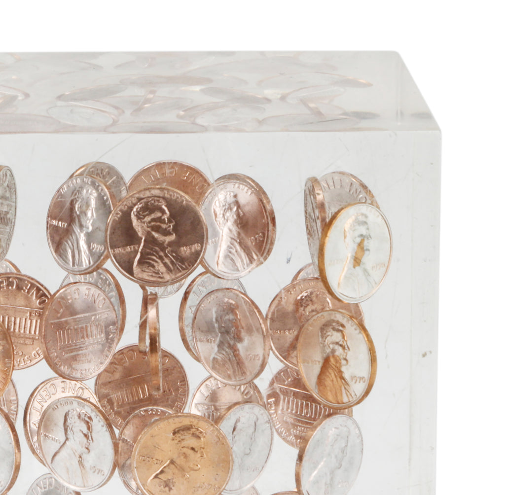 Large Penny Cube Paperweight (A+D)
