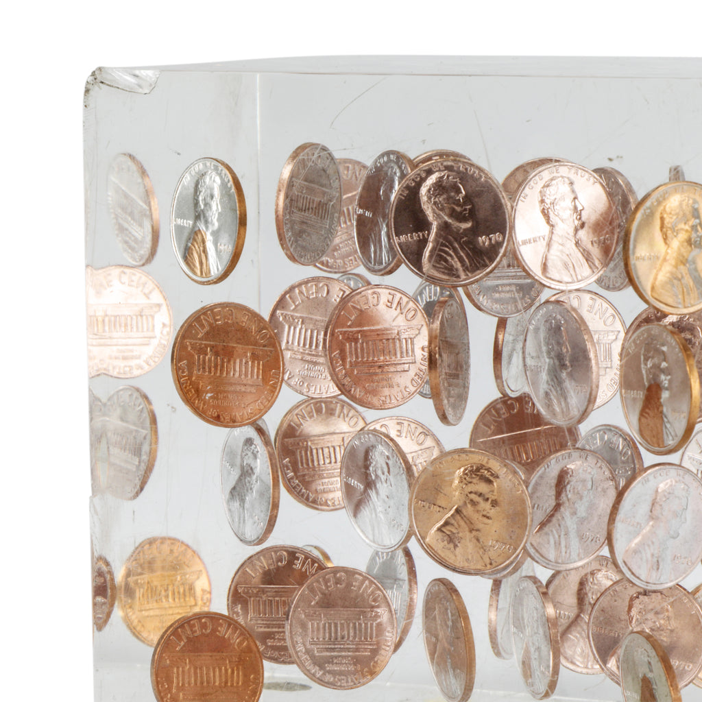 Large Penny Cube Paperweight (A+D)