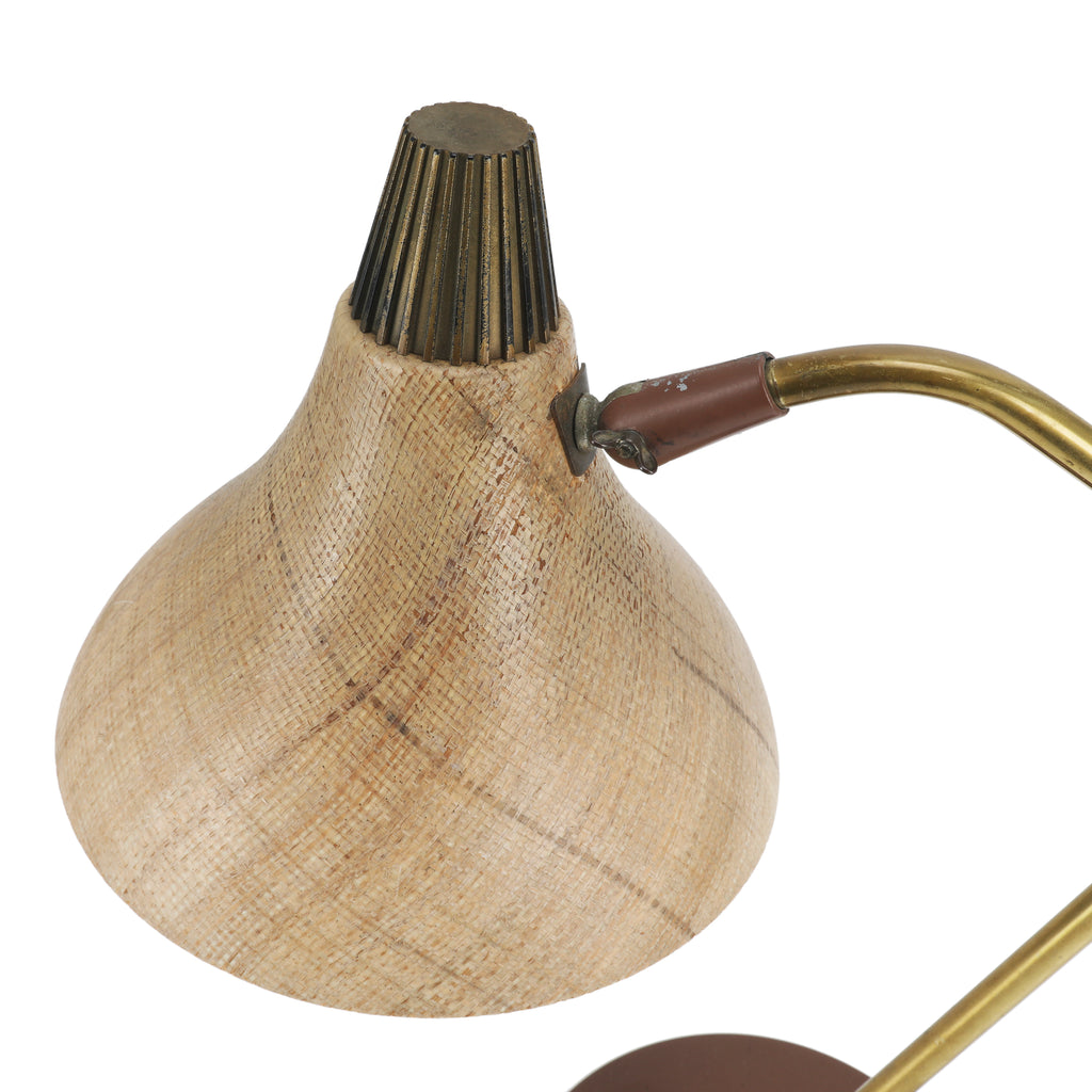 Brass Desk Lamp w/ Cross Hatch Shade