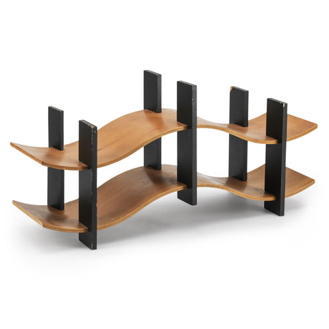 Wavey 2-Tier Wood Table Sculpture