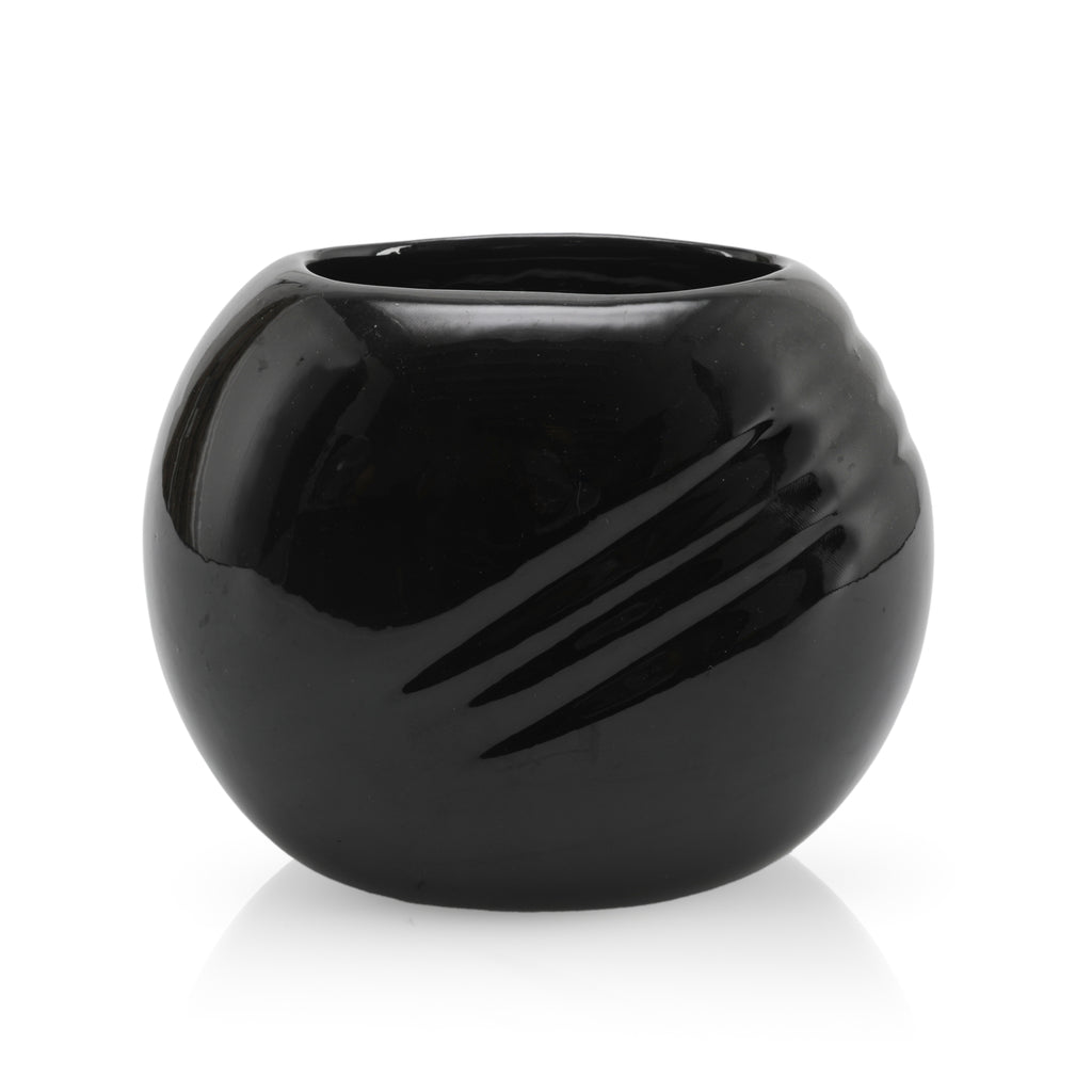 Black Deco Round Vase