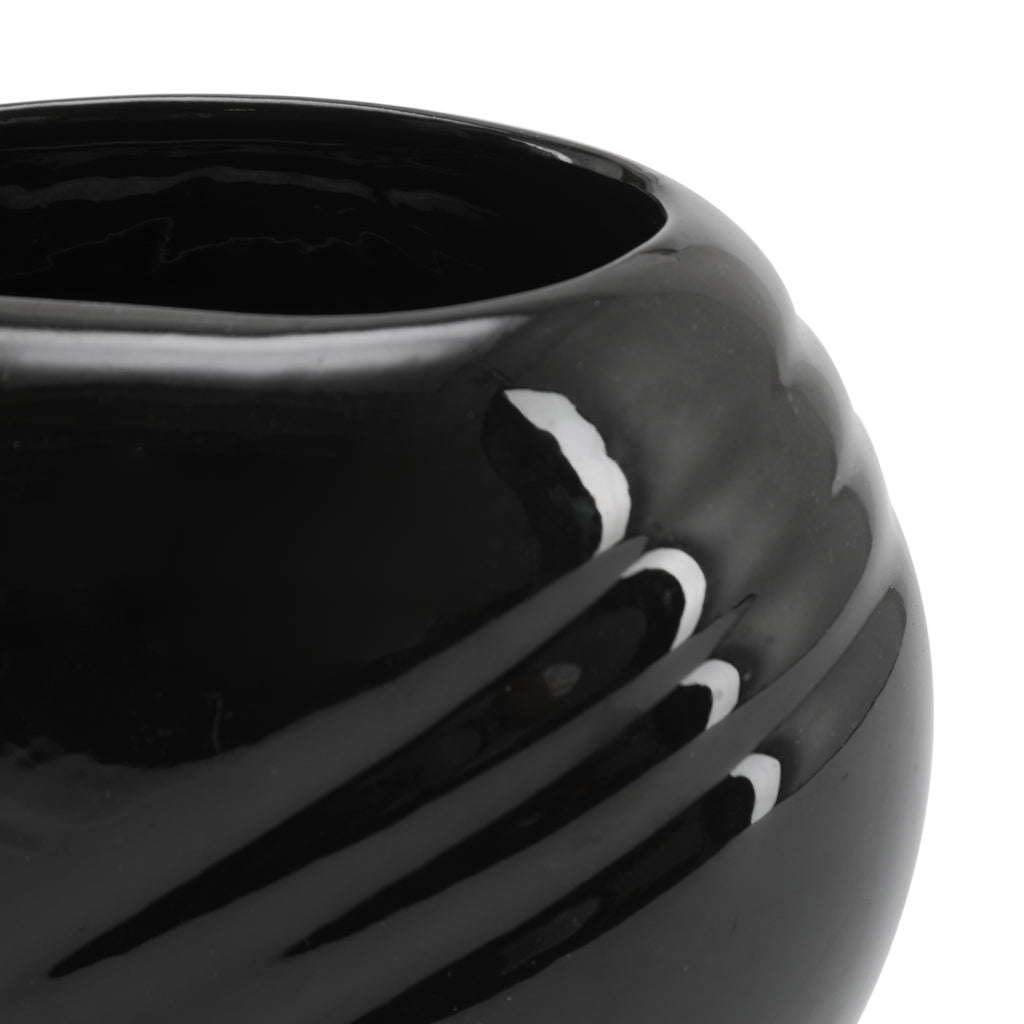 Black Deco Round Vase