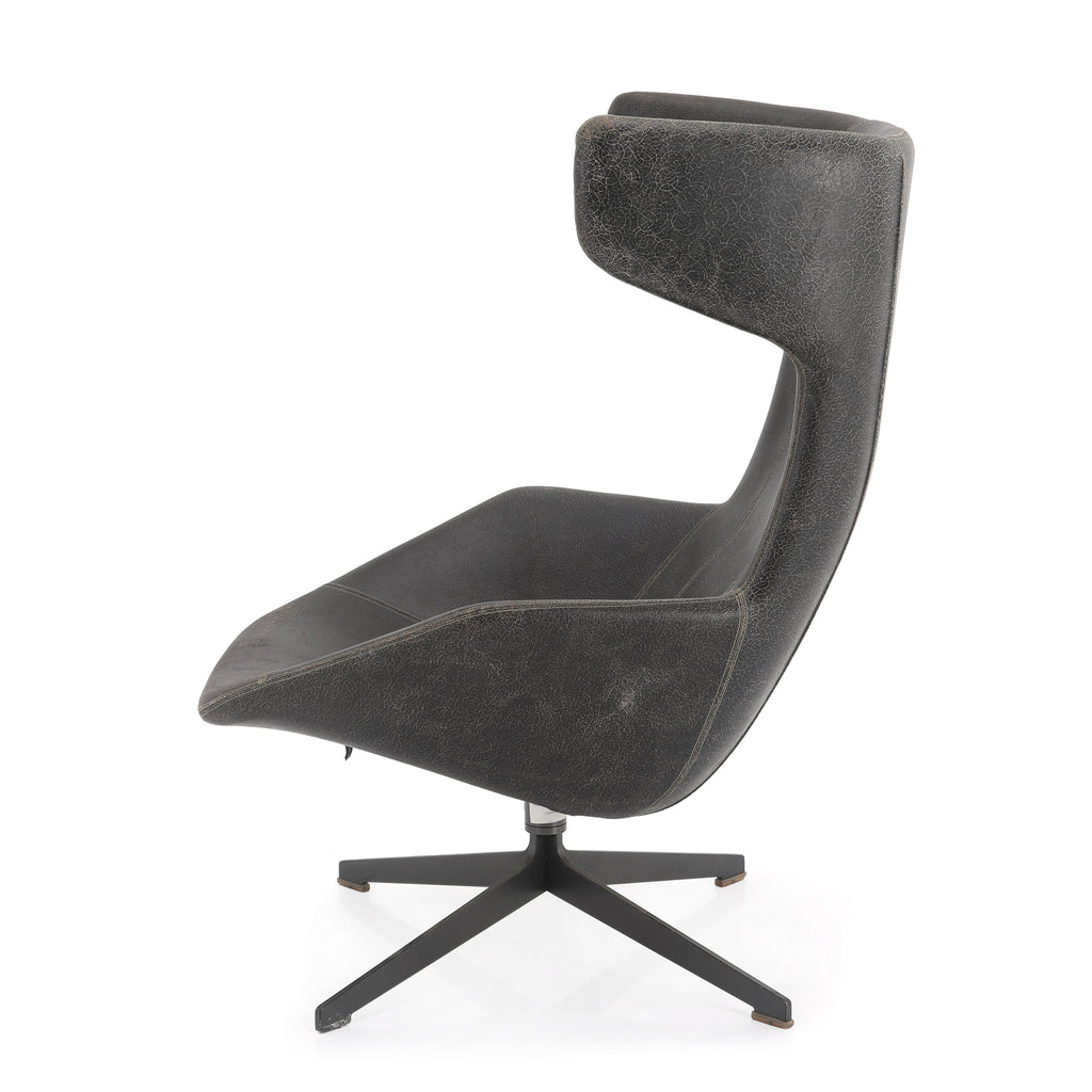 Moroso Black Wingback Leather Chair