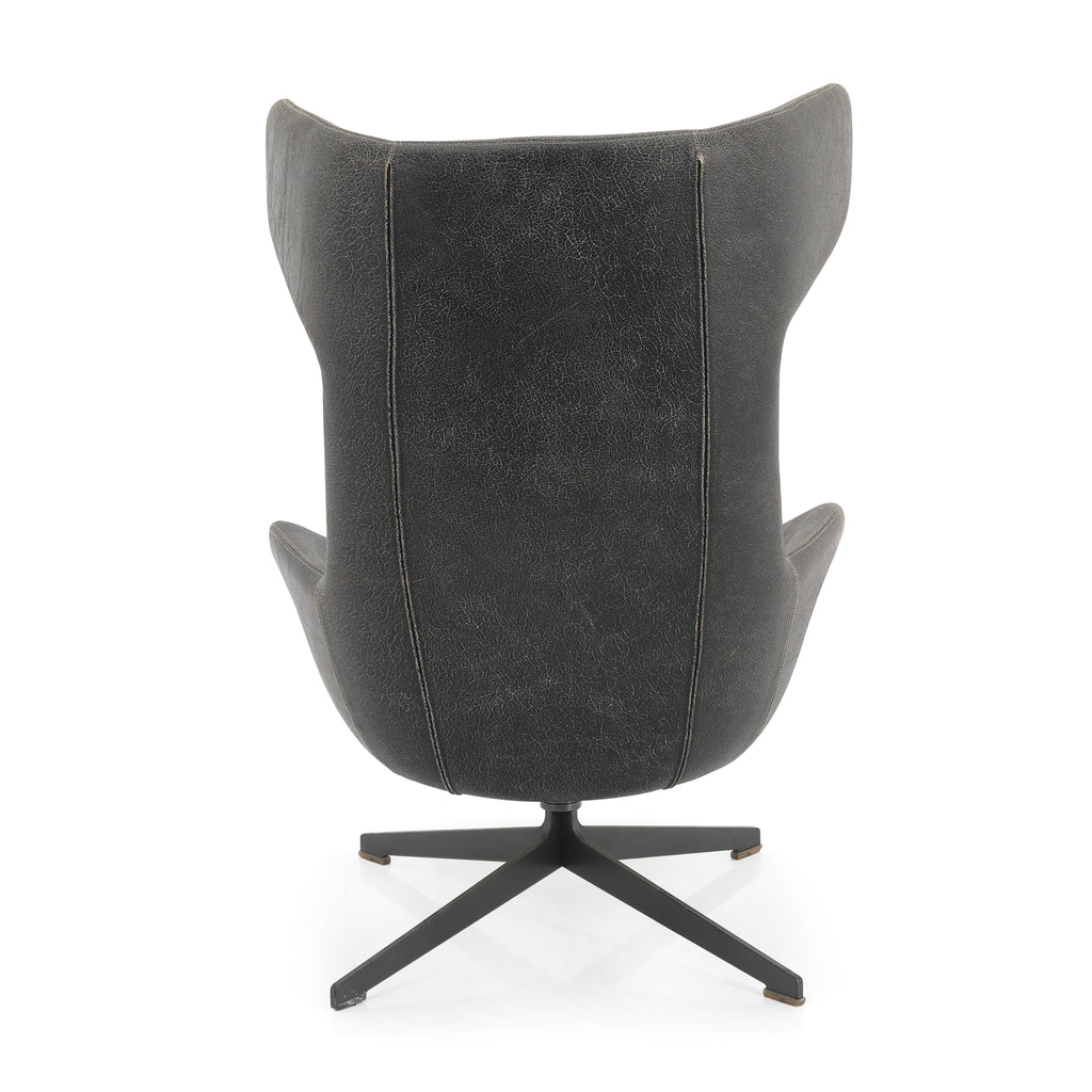 Moroso Black Wingback Leather Chair