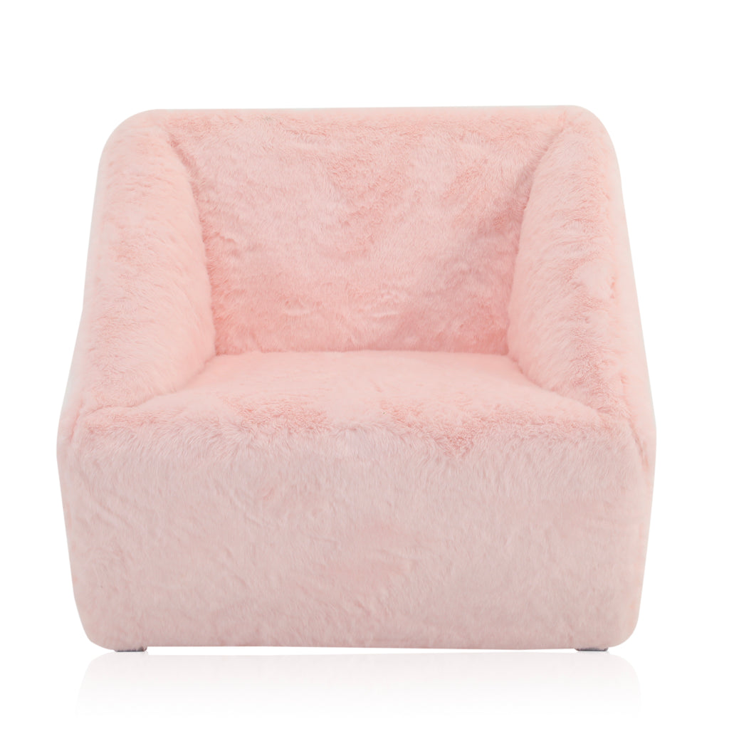 Pink Faux Fur Cube Chair