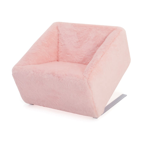 Pink Faux Fur Cube Chair