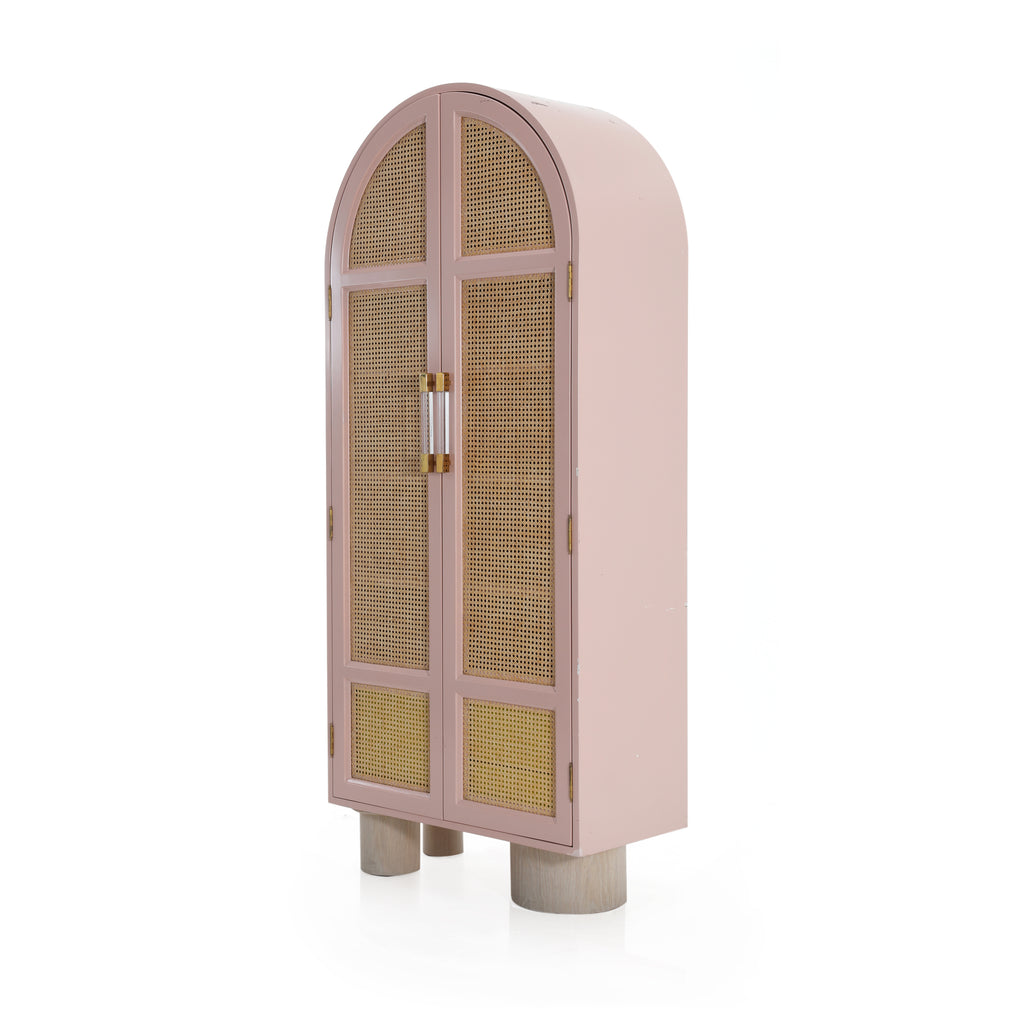 Pink Standing Shelf with Cane Doors