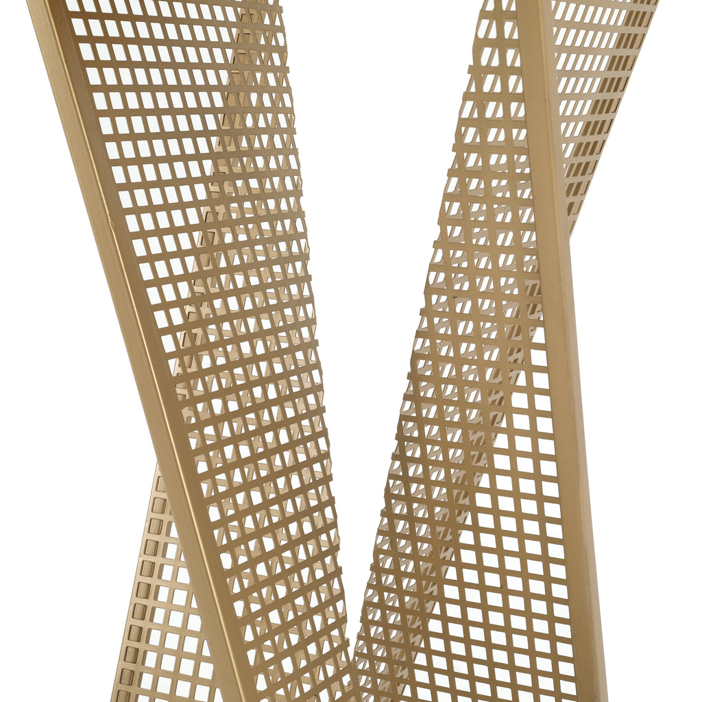 Gold & Wood Pedestal / Side Table