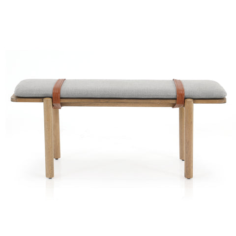 Wood Bench with Grey Cushion