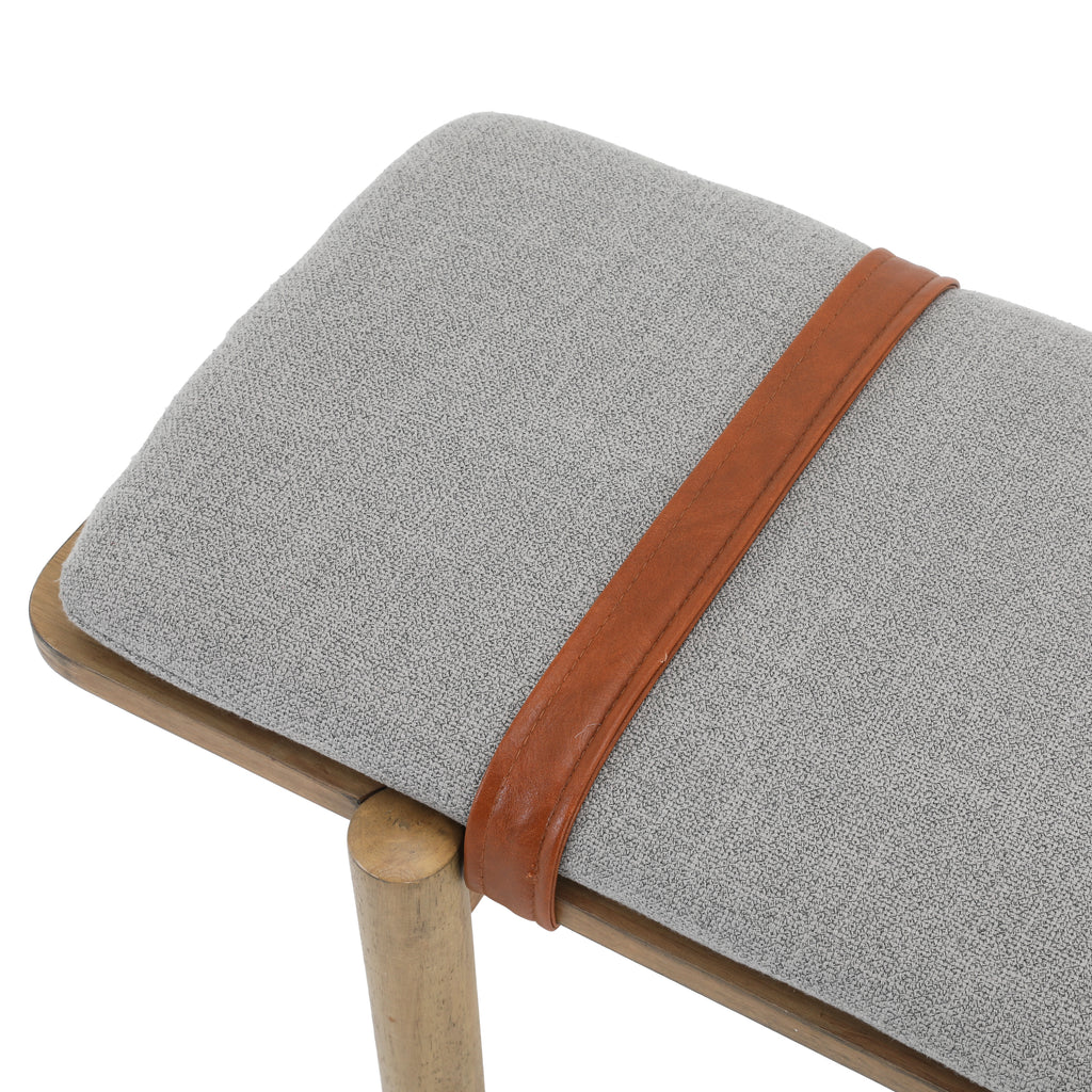 Wood Bench with Grey Cushion