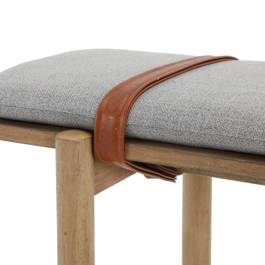 Wood Bench with Grey Cushion
