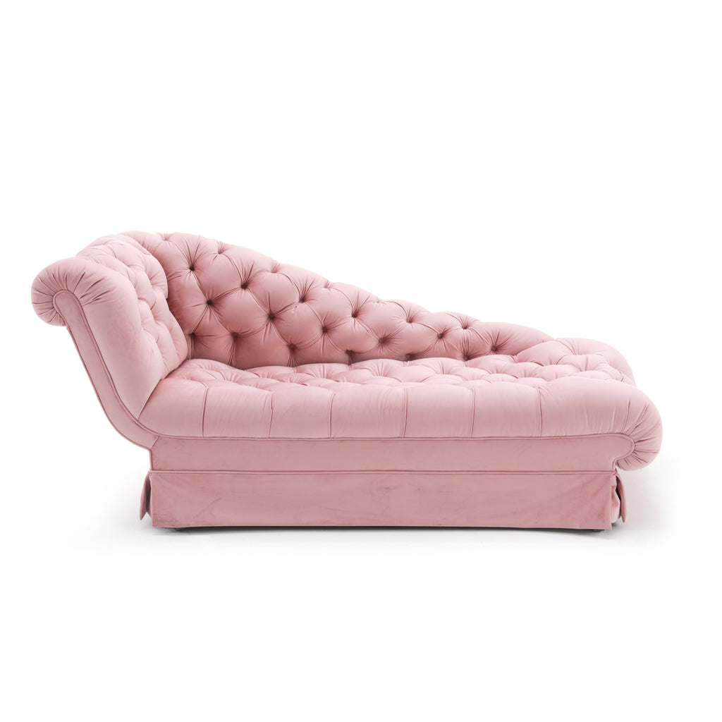 Pink Velvet Tufted Chaise