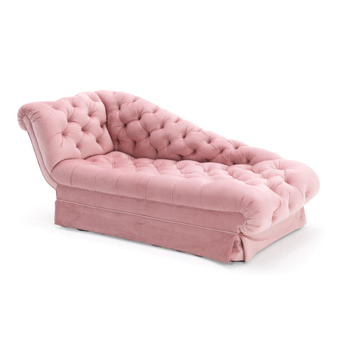Pink Velvet Tufted Chaise
