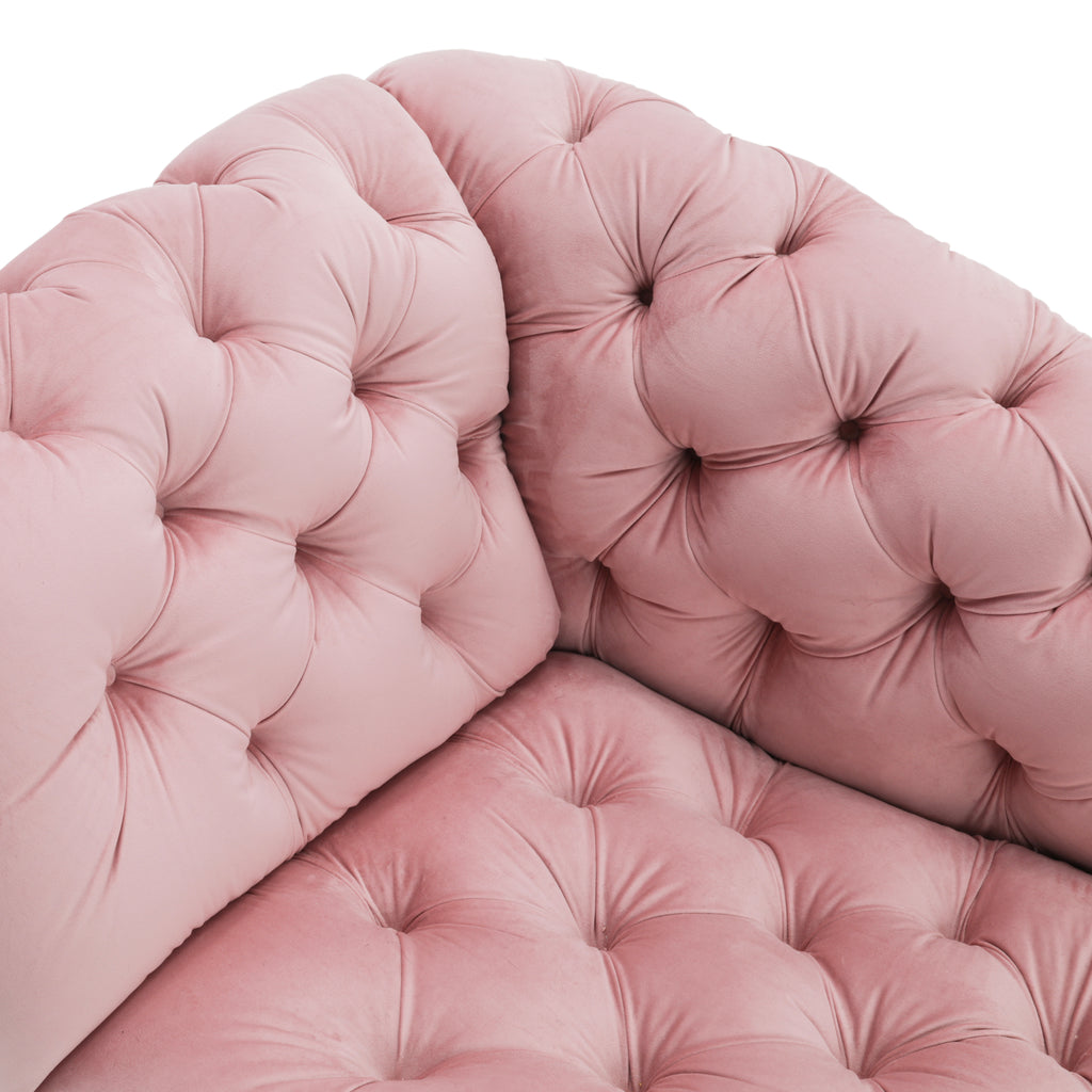 Pink Velvet Tufted Chaise