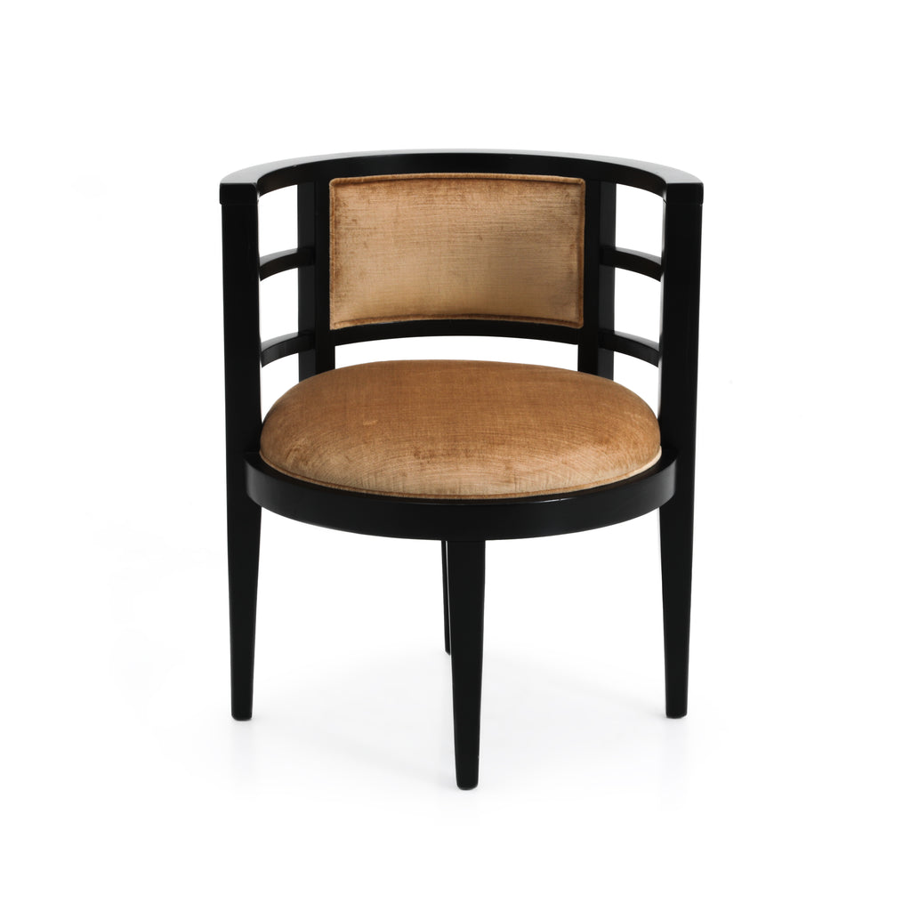 Black & Tan Velvet Barrel Chair