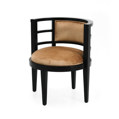 Black & Tan Velvet Barrel Chair