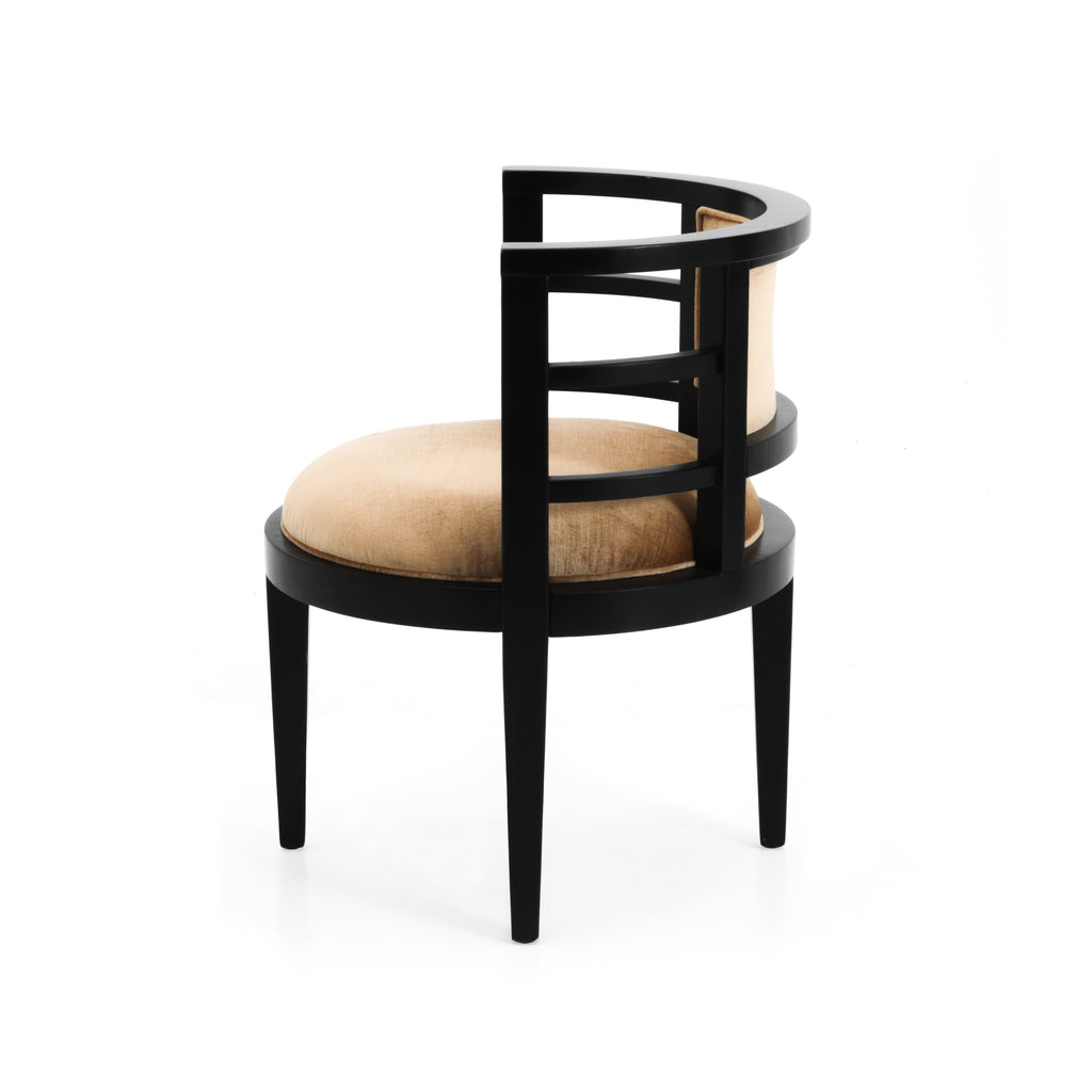 Black & Tan Velvet Barrel Chair