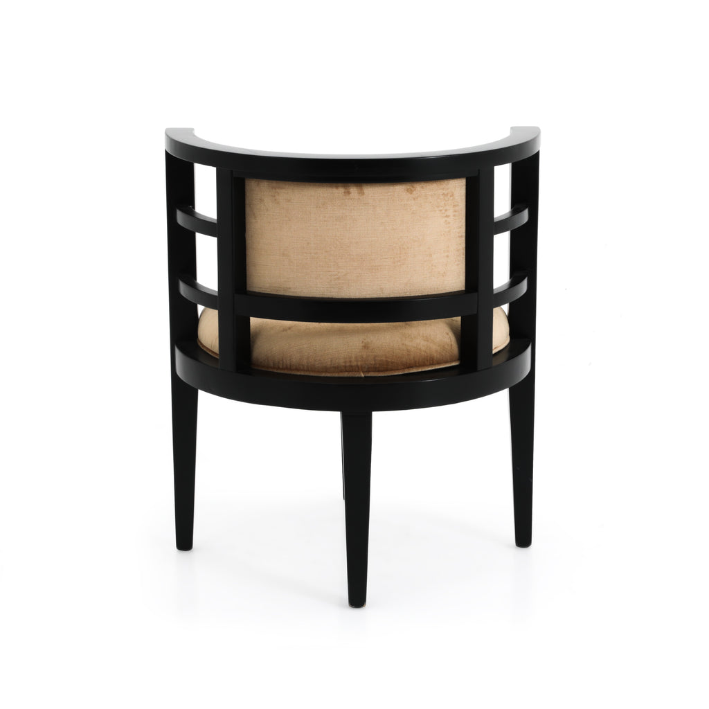 Black & Tan Velvet Barrel Chair